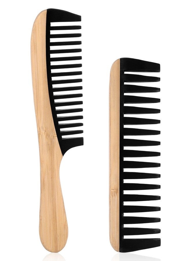 Penitue 2pcs Wooden Wide Tooth Comb, Anti-Static Large Bamboo Gentle Detangling Hair Comb with Big Bakelite Teeth Detangler Brush for Women Curly Wavy Hair Stylist Essentials Products Care Tools - Image 1